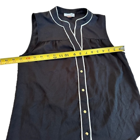 Calvin Klein Black White Trim Sleeveless Blouse size Small - Picture 10 of 17